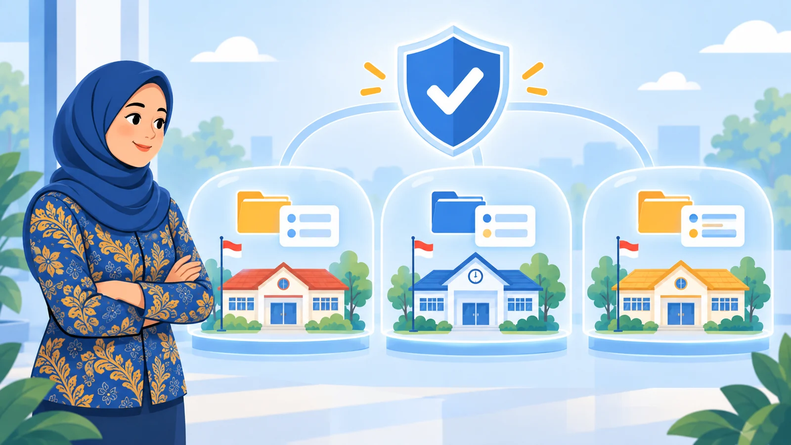 Ilustrasi data tiap sekolah yang tersimpan terpisah dan aman
